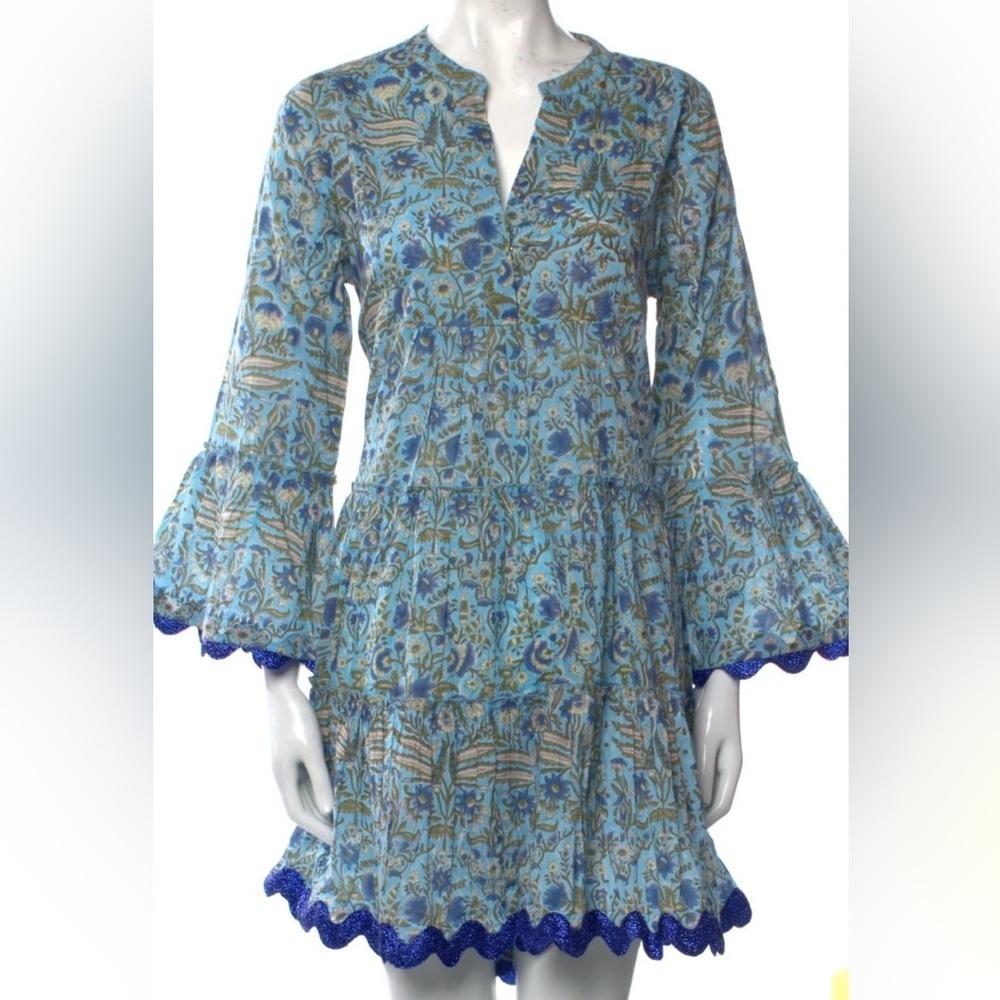 Juliet Dunn Temple floral Flared Sleeve Dress NWT